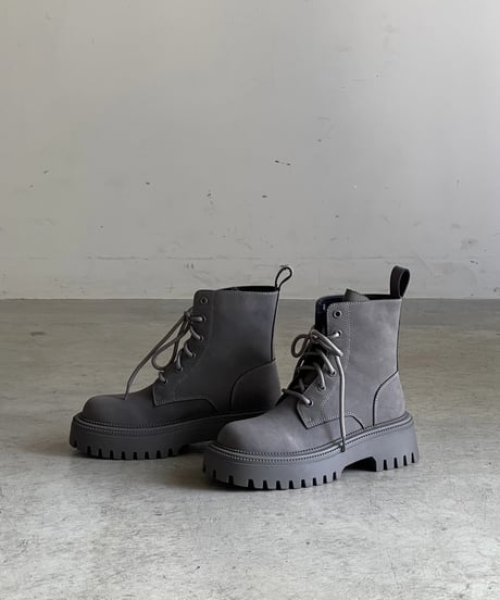 LEATHER RACE UP BOOTS / 3color