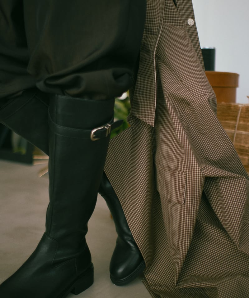 LEATHER BELT LONG BOOTS | JISTORY