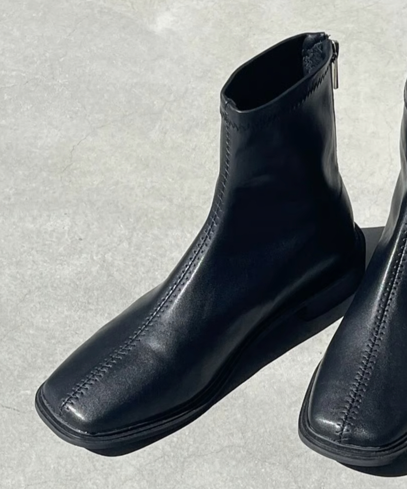 靴 DIANTE square toe middle boots CENTER STITCH SQUARE TOE BOOTS | JISTORY