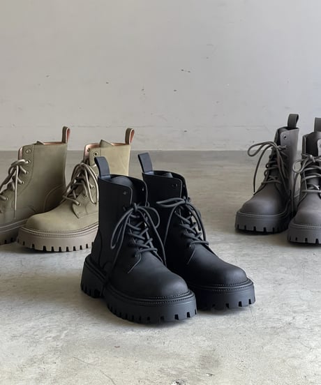 LEATHER RACE UP BOOTS / 3color