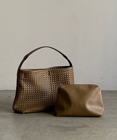 SYNTHETIC LEATHER MESH SHOULDER BAG / 3color
