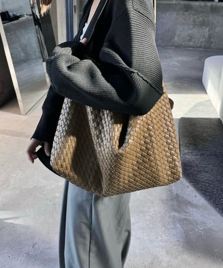 SYNTHETIC LEATHER MESH SHOULDER BAG / 3color