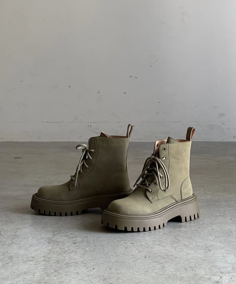 LEATHER RACE UP BOOTS / 3color