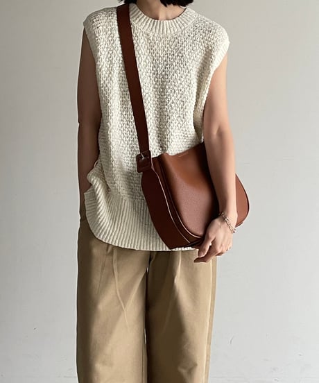 ROUND LEATHER SHOULDER BAG / 2color