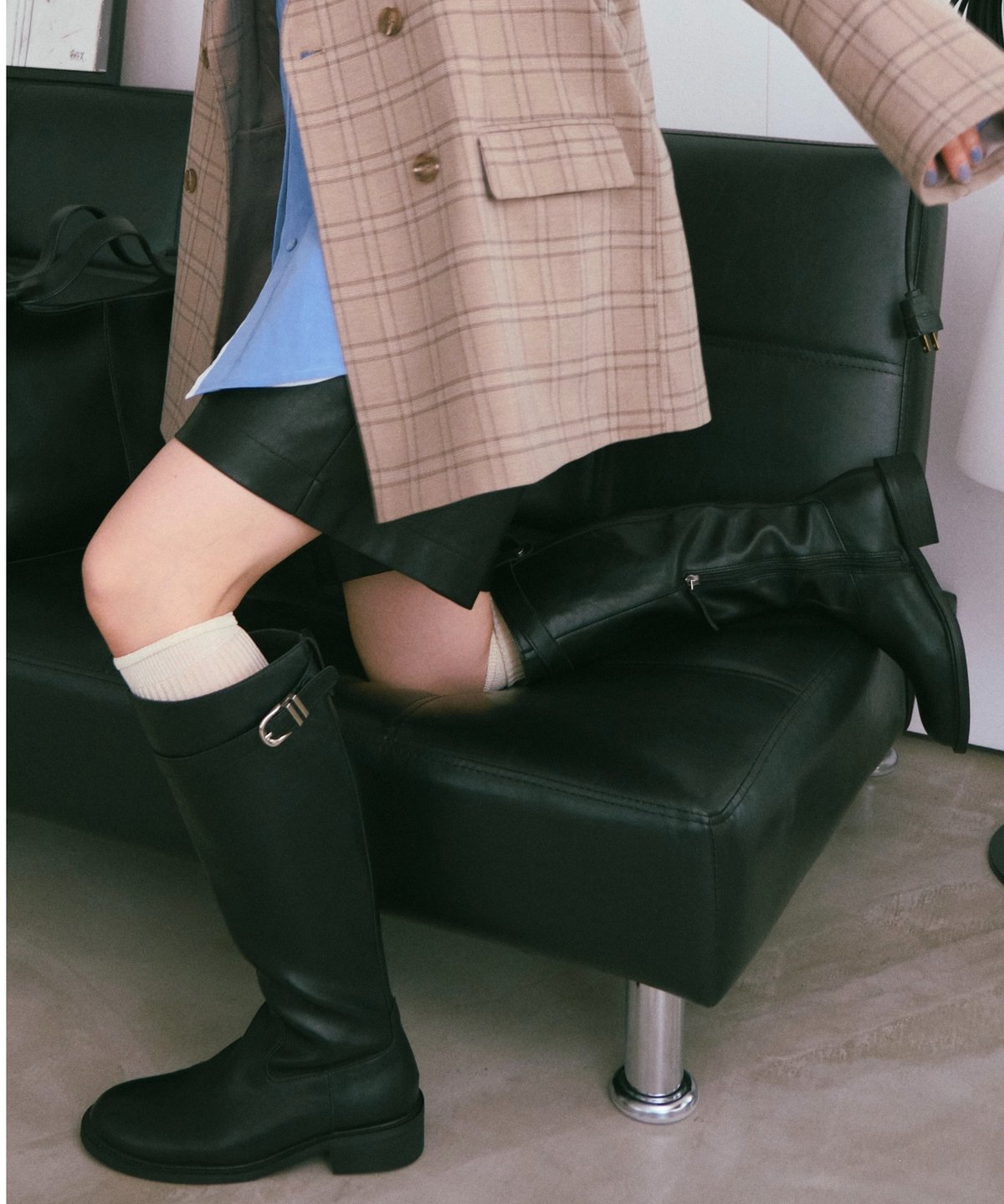 LEATHER BELT LONG BOOTS | JISTORY