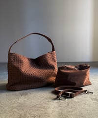 SYNTHETIC SUEDE MESH SHOULDER BAG