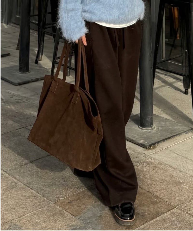 SUEDE LEATHER BIG TOTE | JISTORY