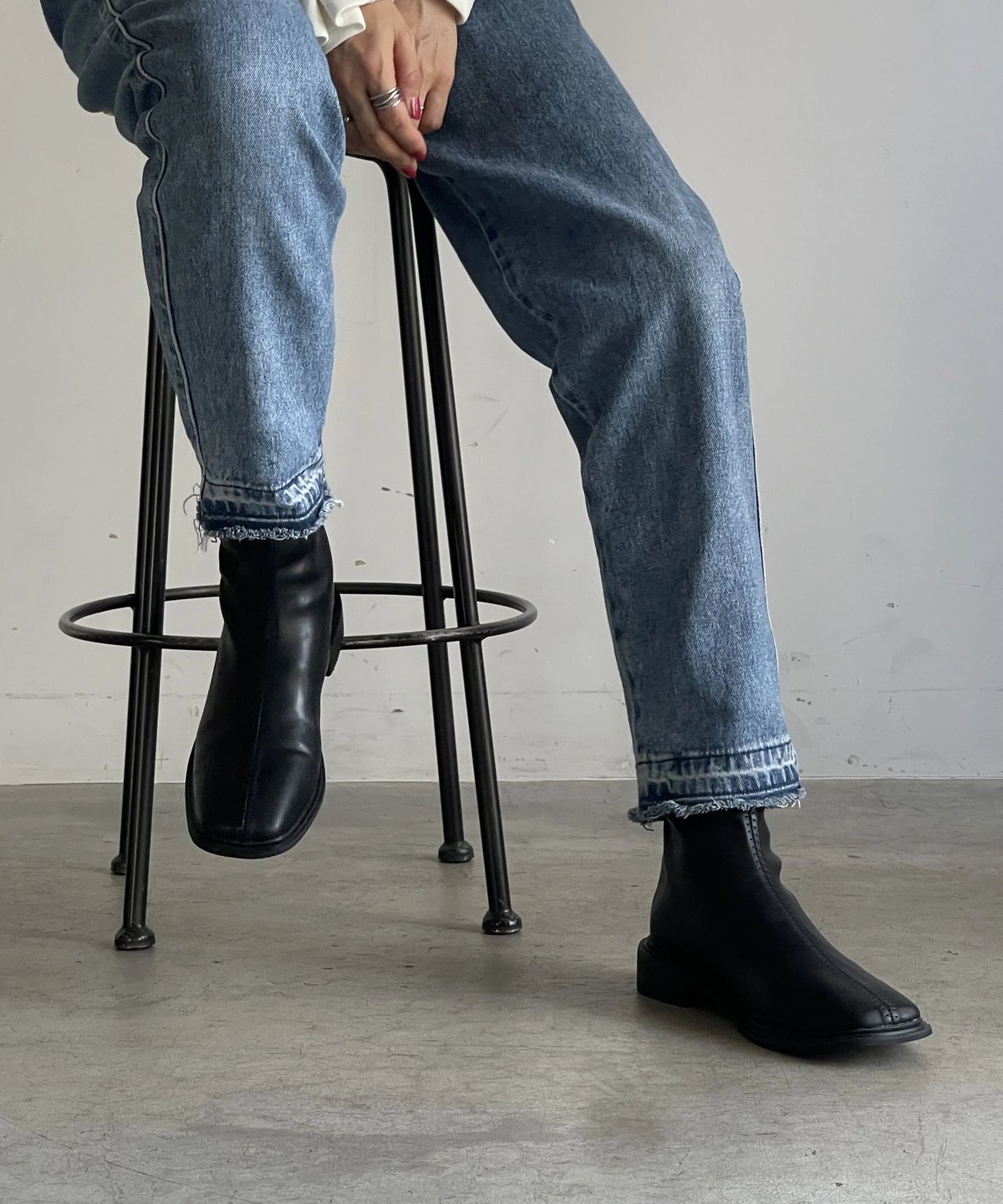 靴 DIANTE square toe middle boots CENTER STITCH SQUARE TOE BOOTS | JISTORY