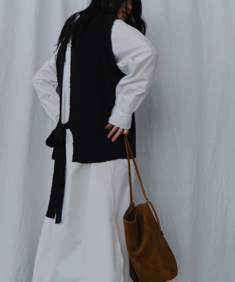 SUEDE DRAWSTRING SHOULDER BAG