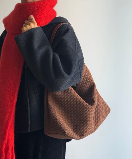SYNTHETIC SUEDE MESH SHOULDER BAG