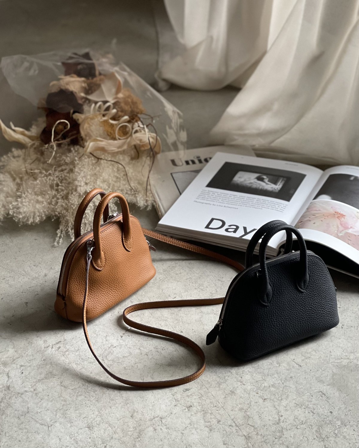 LEATHER MINI BOSTON BAG | JISTORY