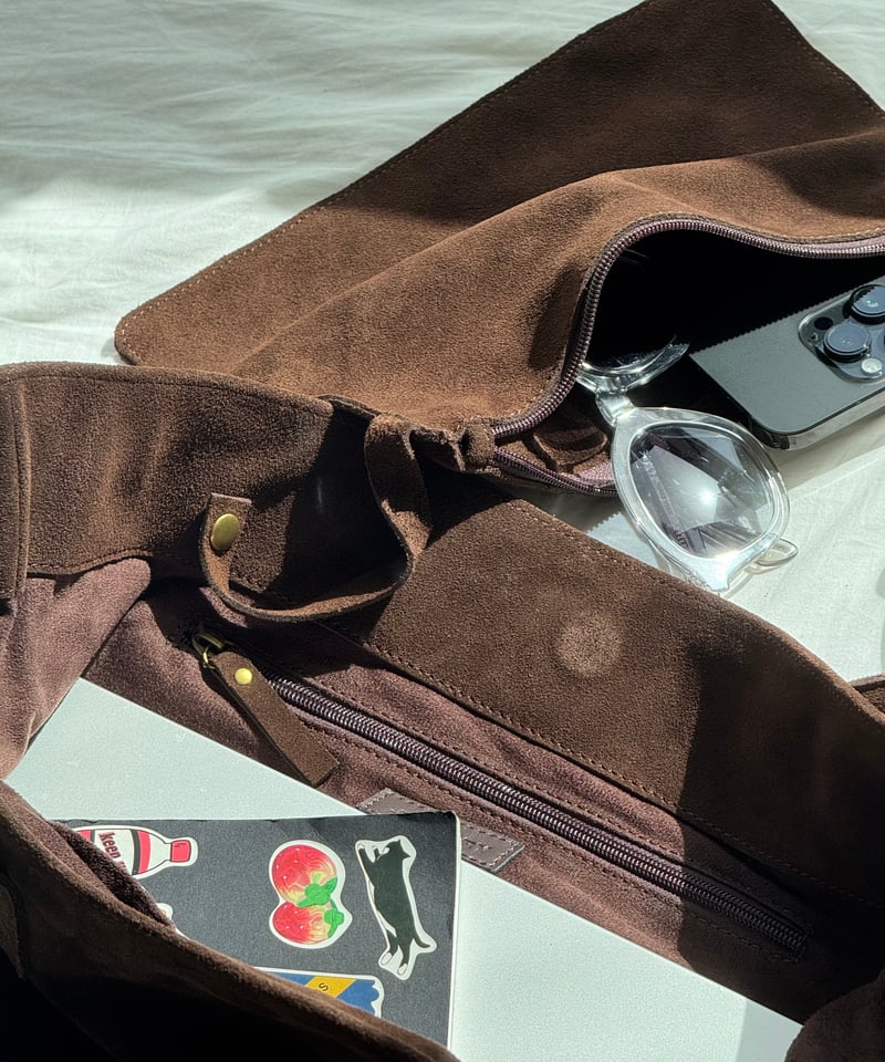 SUEDE LEATHER BIG TOTE | JISTORY