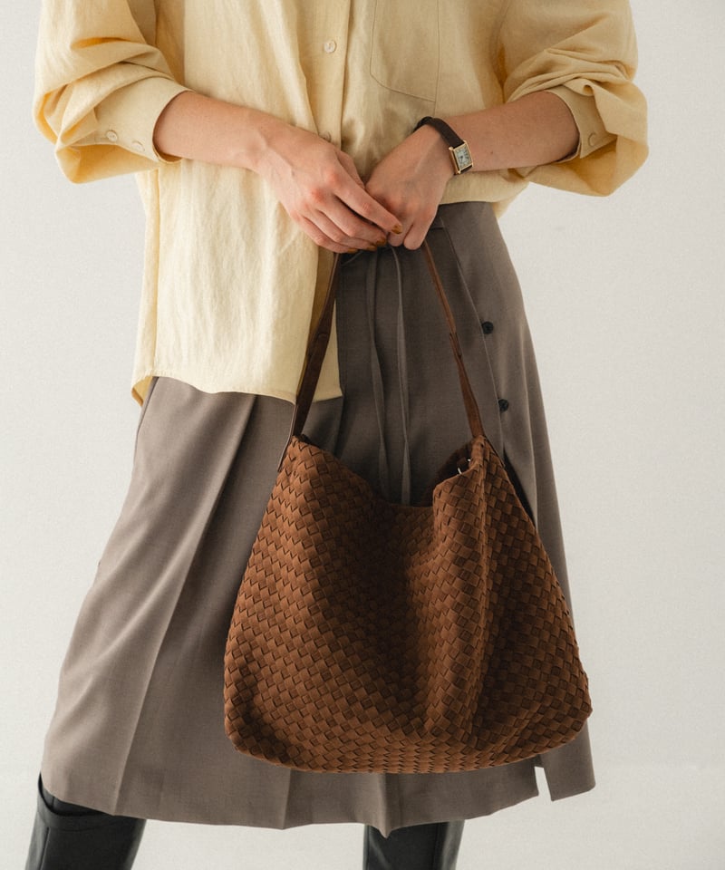 SYNTHETIC SUEDE MESH SHOULDER BAG | JISTORY