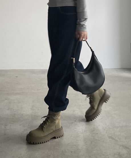 LEATHER RACE UP BOOTS / 3color