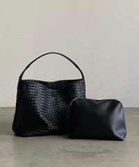 SYNTHETIC LEATHER MESH SHOULDER BAG / 3color