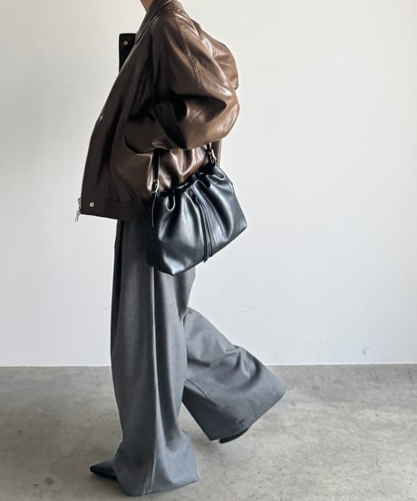 2WAY SOFT LEATHER  ROUND BAG