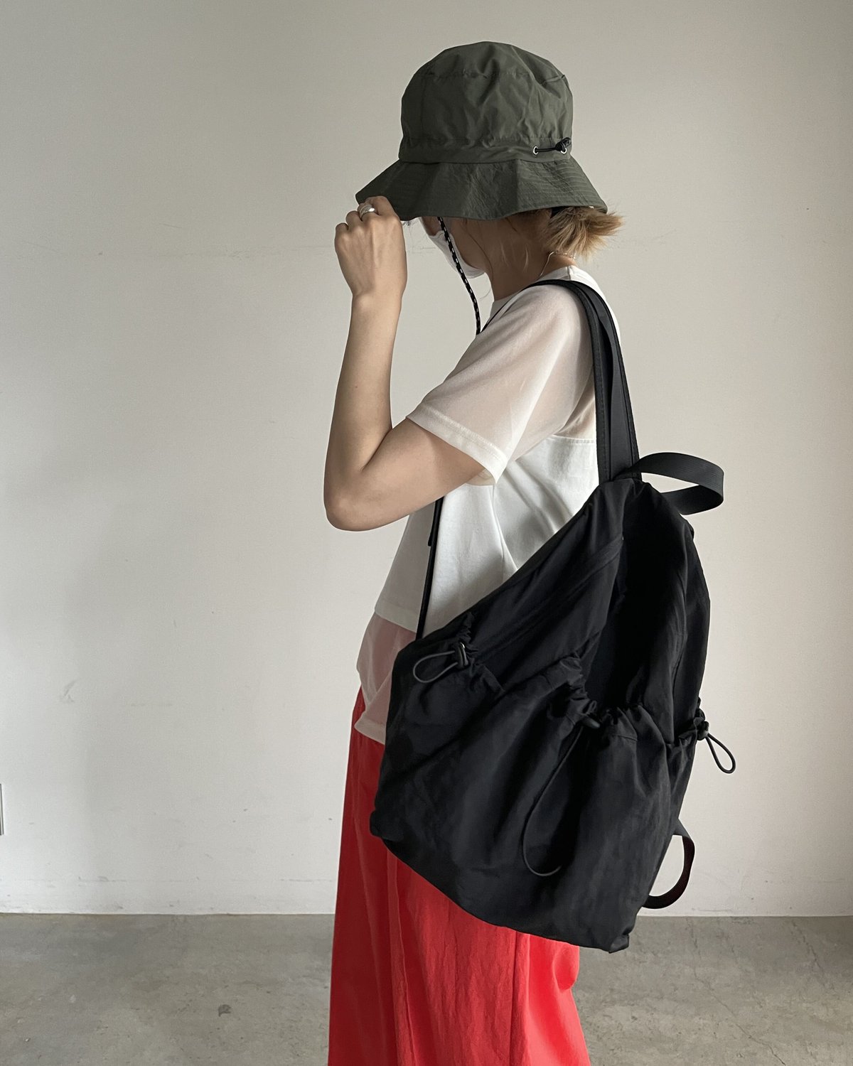 【Raucohouse】Draw string bucket backpack