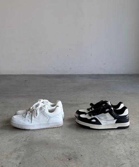 DISTRESSED LEATHER COURT SNEAKERS / 2color