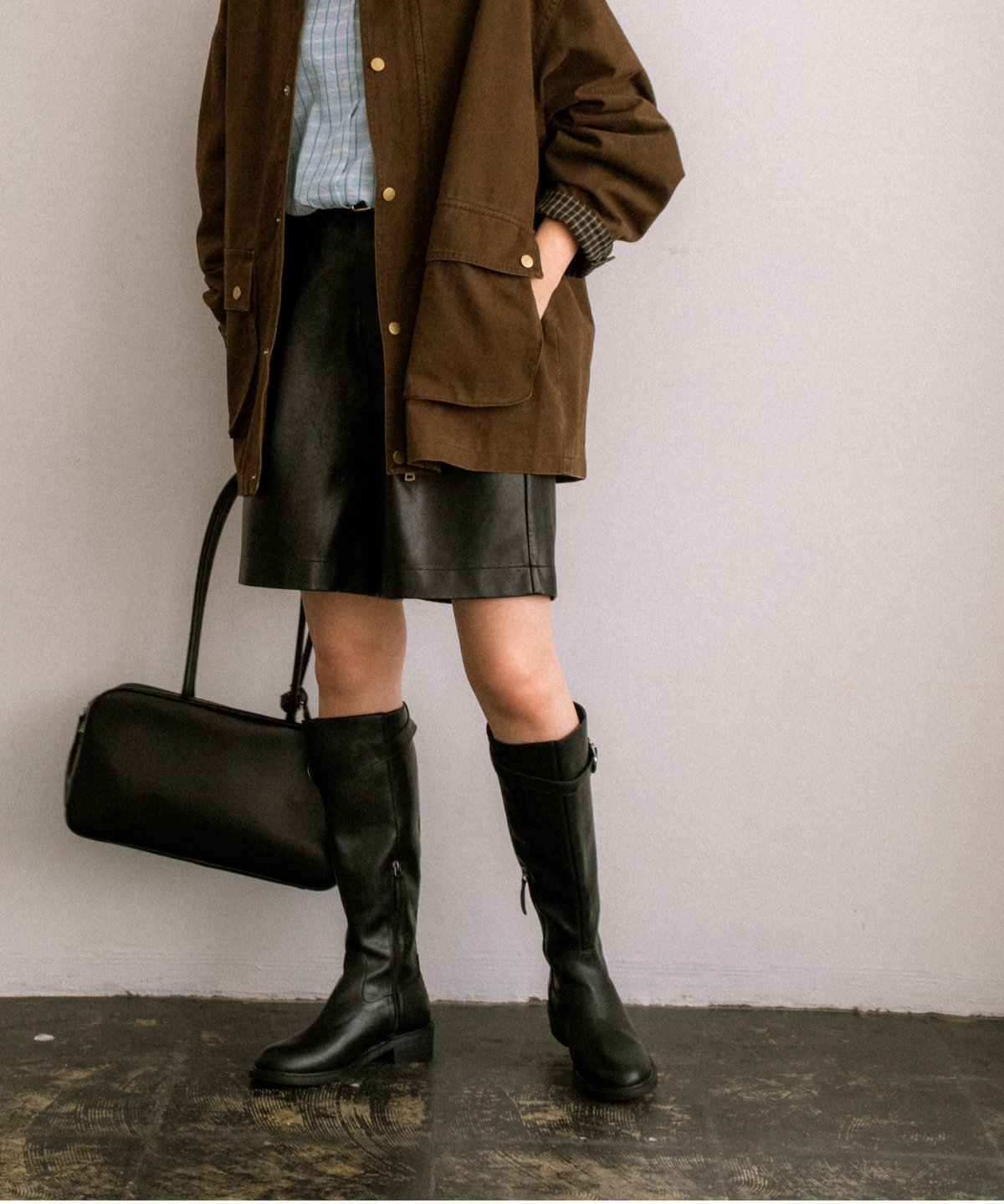 LEATHER BELT LONG BOOTS | JISTORY