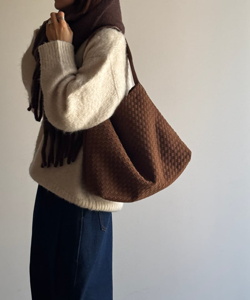 SYNTHETIC SUEDE MESH SHOULDER BAG | JISTORY
