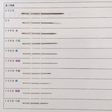 ［1寸5分細］皮三角針（太さ0.84mm、長さ45.3mm）1本