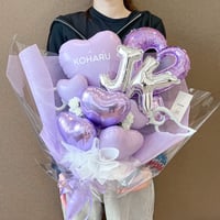 big colorful "JK" bouquet