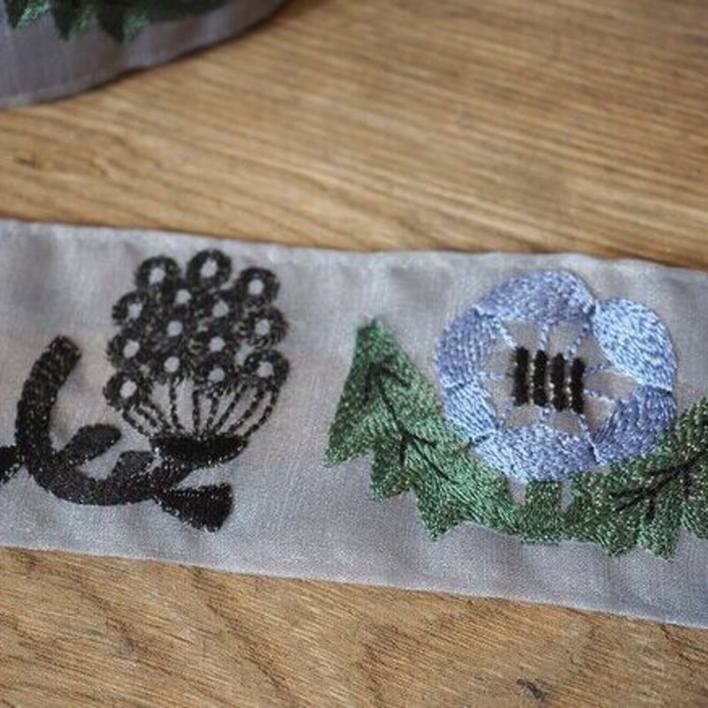 オリジナル 刺繍レース【鳥ちょうちょシリーズ】ブルー ＊ 1
