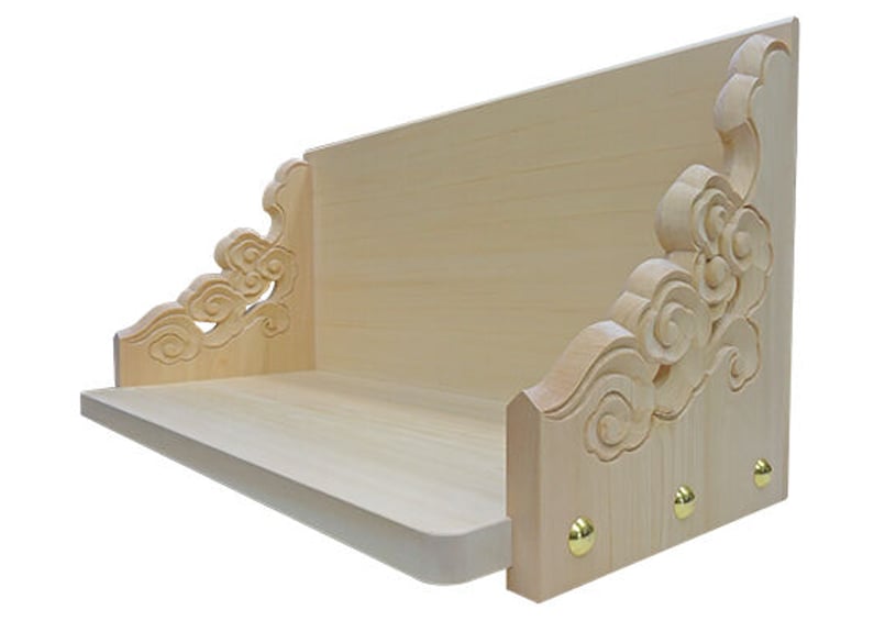 雲彫り持ち送り板付き棚板（特上品）厚板仕上げ 間口：60サイズ | 唐箕