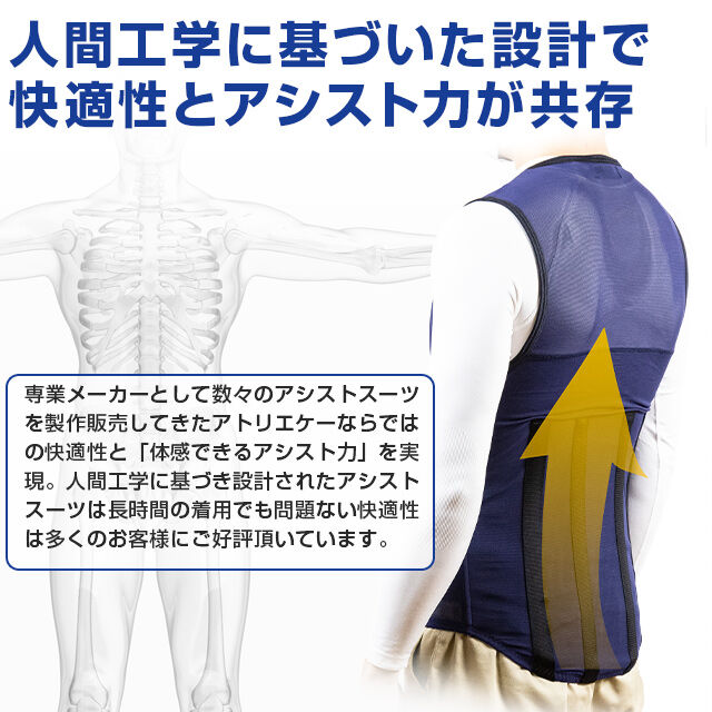 アシストベスト『タスケル』重量物の持ち上げなど腰痛を軽減 腰