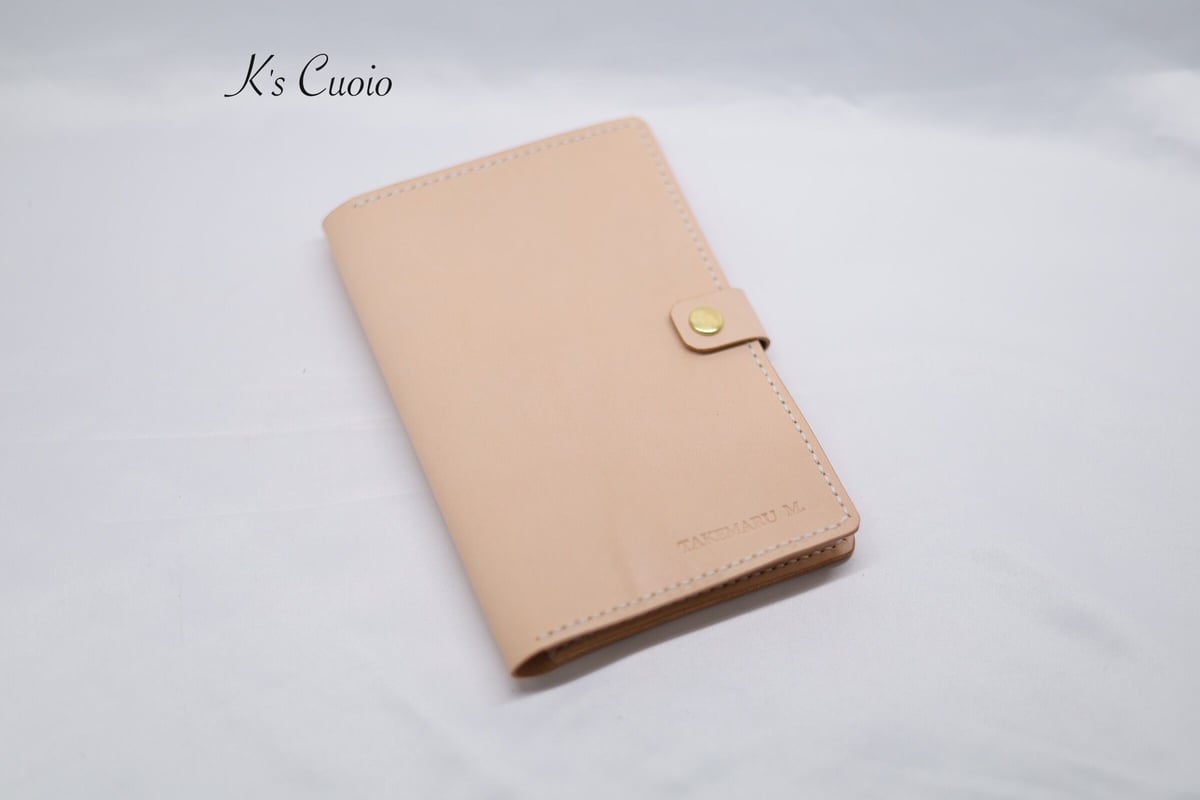 ぐしぐし手縫い＊アンティークな地図柄とヌメ革の母子手帳ケース＊お薬