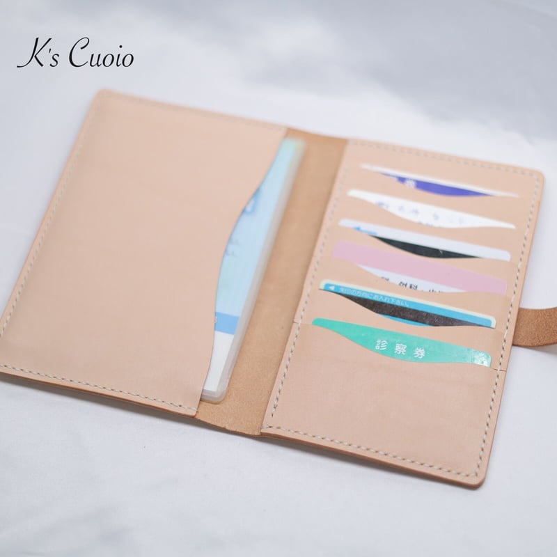 ヌメ革 手縫いのお薬手帳ケース（ナチュラル） | K's Cuoio