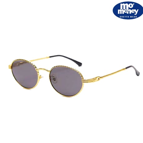 90's Oval Sunglasses / Black Lens & Gold Flame
