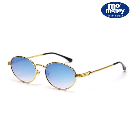 90's Oval Sunglasses / Blue  Gradation Mirror Lens×Gold Frame