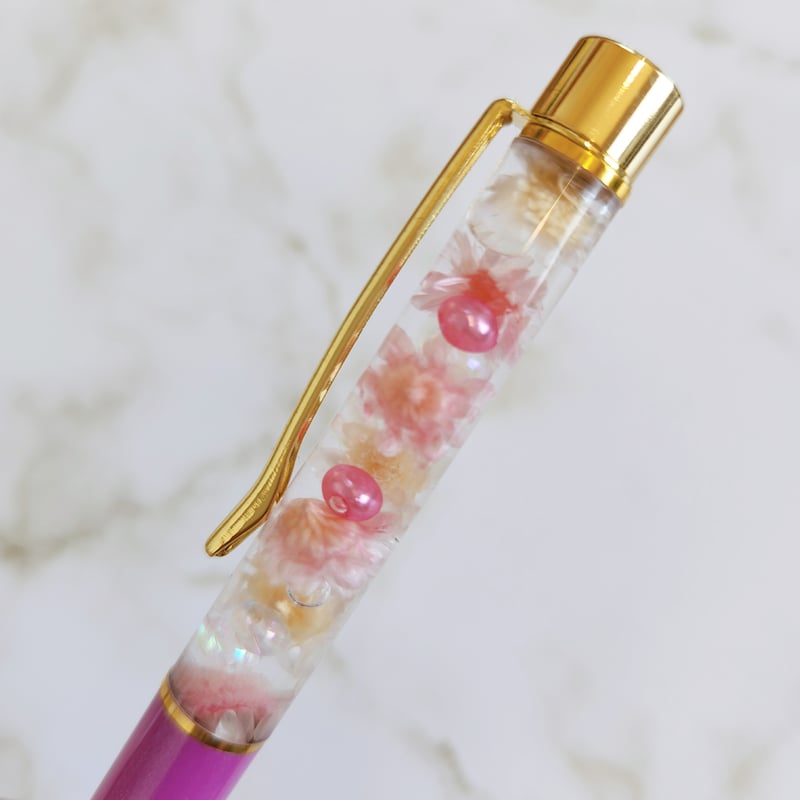 ハーバリウムボールペン【パープル×ピンク】 | K'sLily STORE