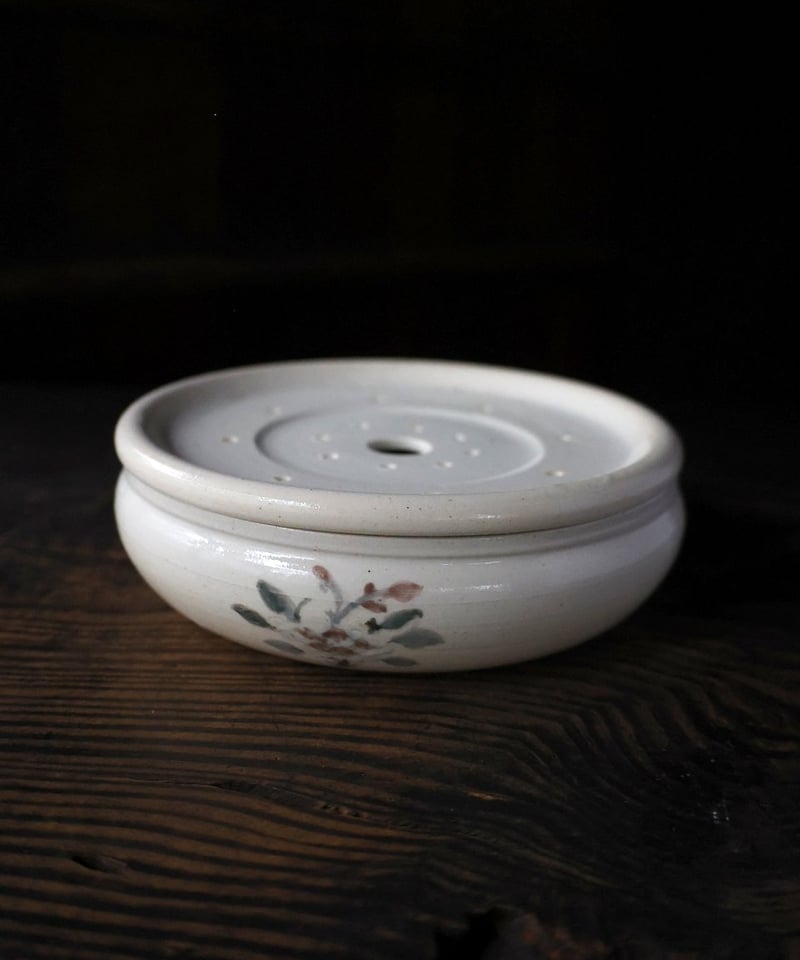 23B)灰釉彩画茶盤 花鳥 Φ17.5/H5.5cm | うつわノートオンラインストア