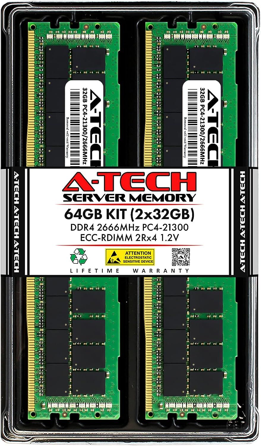 A-Tech 64GB(32GB*2) 2666MHz PC4-21300メモリ A-Tech 64GB (2x32GB) DDR4 2666MHz PC4-21300 (PC4-2666V) CL19