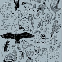 [color：アシッドブルー]　70周年ありがとう！動物大集合Tシャツ