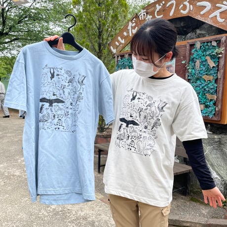[color：アシッドブルー]　70周年ありがとう！動物大集合Tシャツ