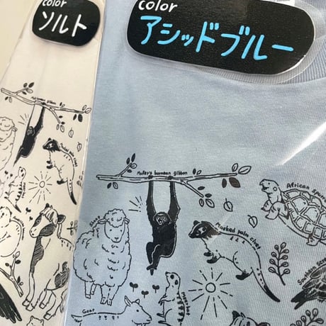 [color：アシッドブルー]　70周年ありがとう！動物大集合Tシャツ