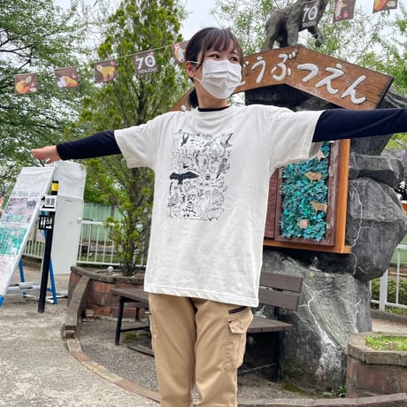 [color：アシッドブルー]　70周年ありがとう！動物大集合Tシャツ