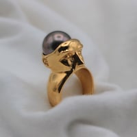 k18 The art brain ring / Black pearl