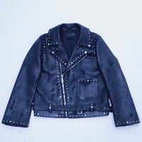 PEGRU×ARCANA Pearl studs Double riders jacket