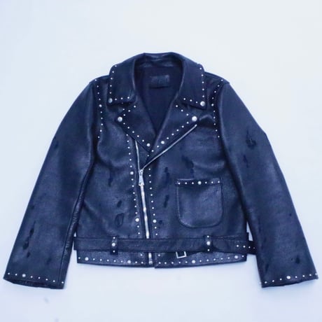 PEGRU×ARCANA Pearl studs Double riders jacket