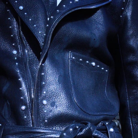 PEGRU×ARCANA Pearl studs Double riders jacket