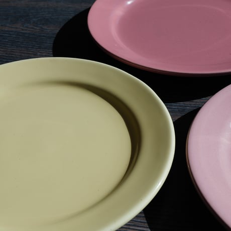 50s BAUER plate  3set pink yellow
