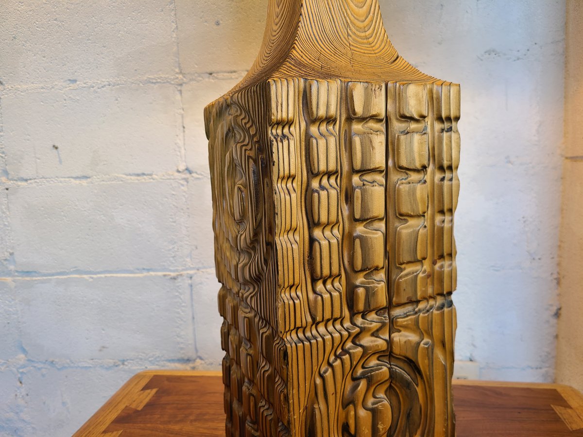 70s WITCO carved burnt cedar lamp | The NOON