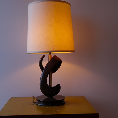 70s Wood base table lamp