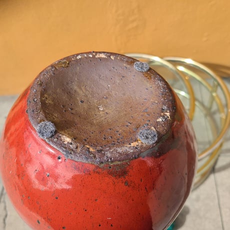 Red flower vase