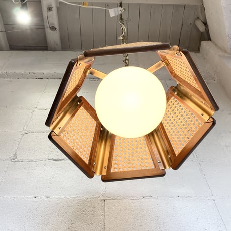 70s Rattan pendant lamp