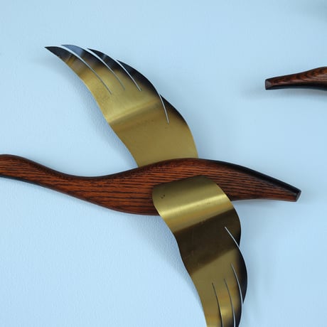 70s teak Wood Duck Wall Sculpture set